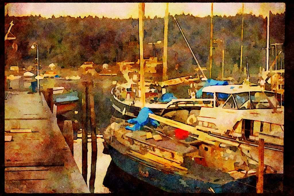 Sailboats Sail Sailing 007099 Old Weathered Sloop A4 Limited Edition Watercolour Print