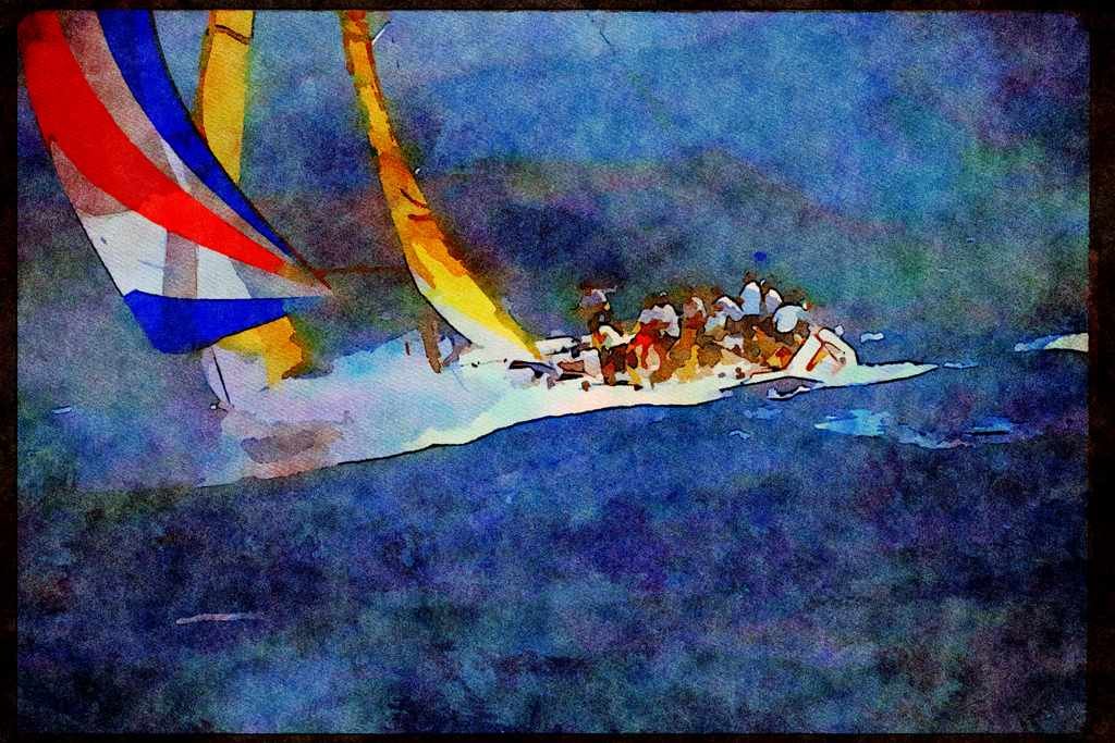 Sailing Boats 172000 Swing Surfs A Wave Off Diamond Head, Hawaii, 1992 A4 Limited Edition Watercolour Print