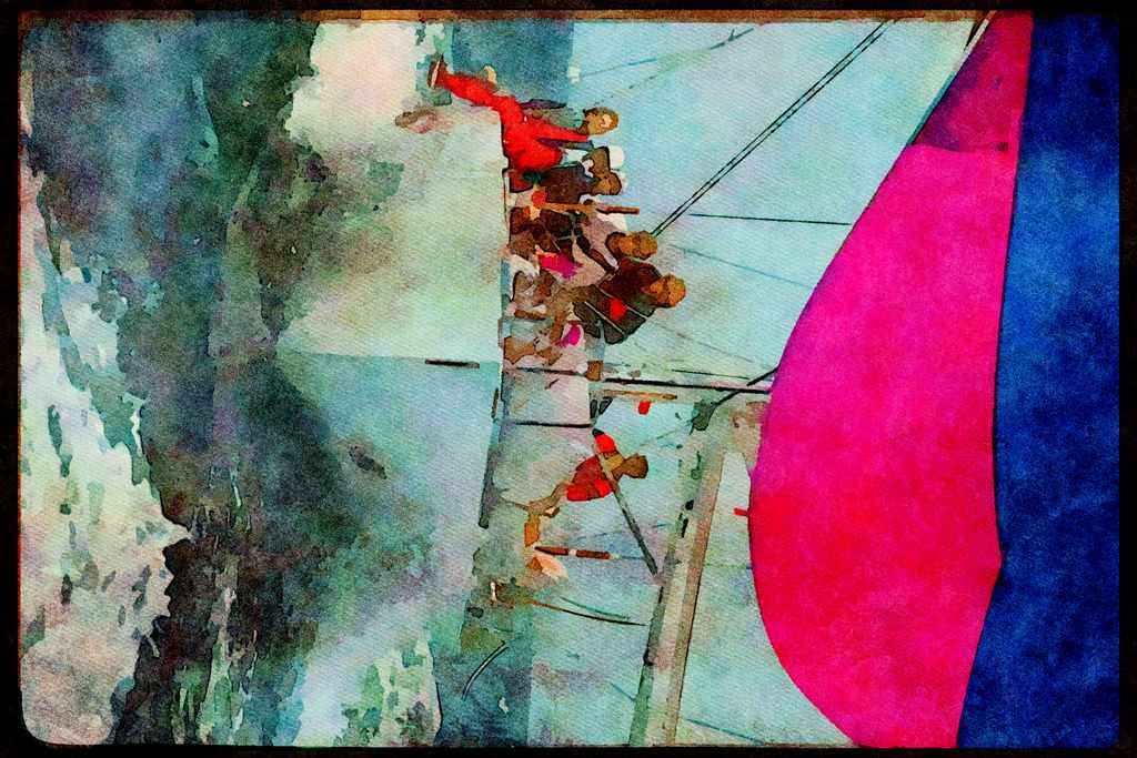 Sailing Boats 172009 Kropp Duster Head on And Holding on At Block Island A4 Limited Edition Watercolour Print