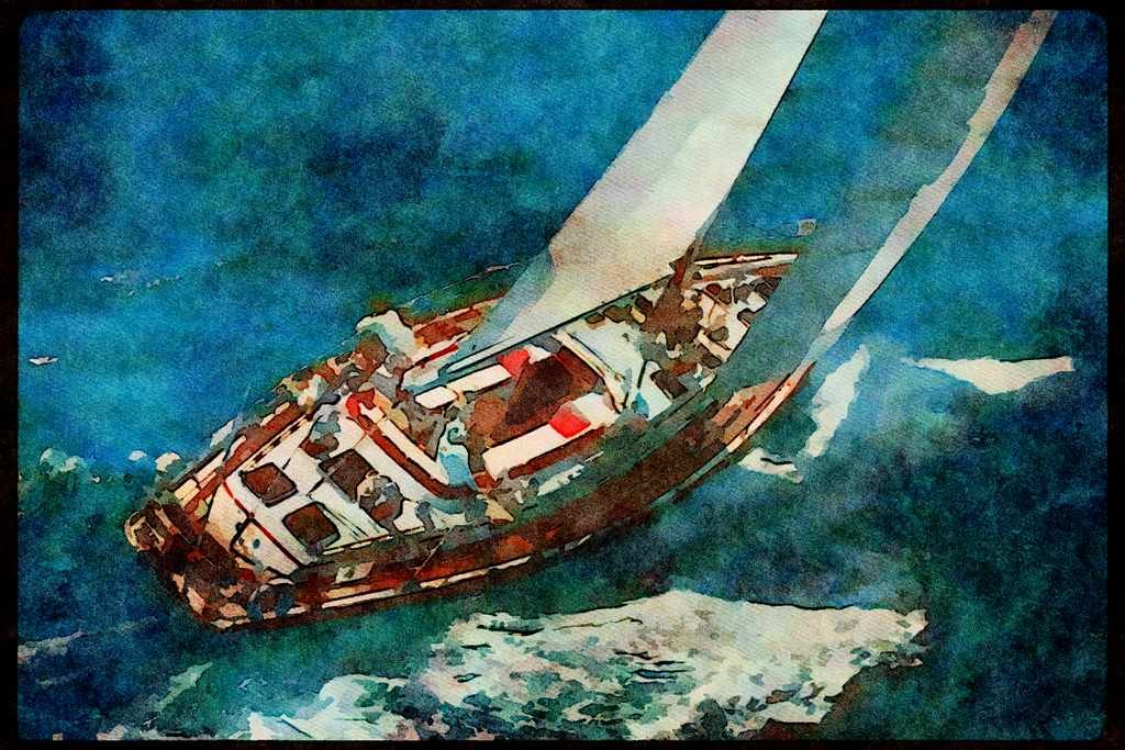 Sailing Boats 172029 Cruising In The Caribbean A4 Limited Edition Watercolour Print