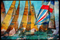 Sailing Boats 172038 50 Class Top Mark Rounding Key West, Florida A4 Limited Edition Watercolour Print