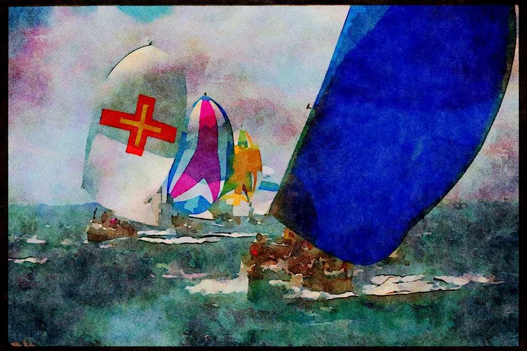 Sailing Boats 172054 Swan Class At Antigua Race Week, 1990 A4 Limited Edition Watercolour Print