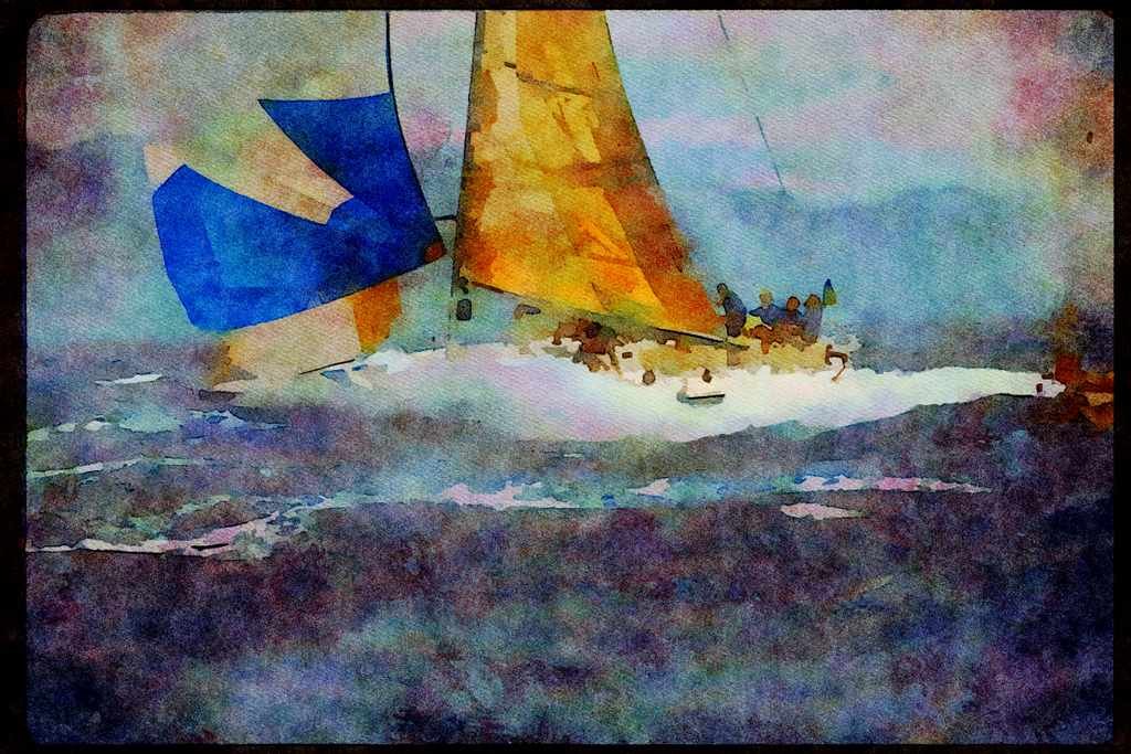 Sailing Boats 172081 Rare And Radical Monohull Surfing, Hawaii A4 Limited Edition Watercolour Print