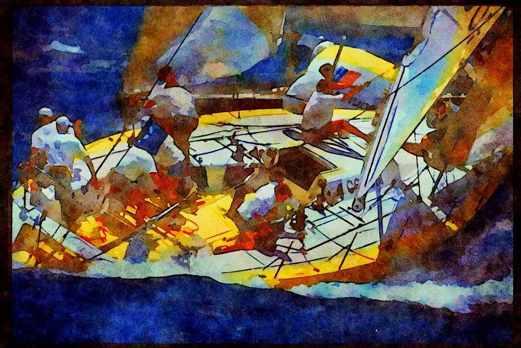 Sailing Boats 172083 Corum Rounding A Mark, Hawaii's Kenwood Cup A4 Limited Edition Watercolour Print
