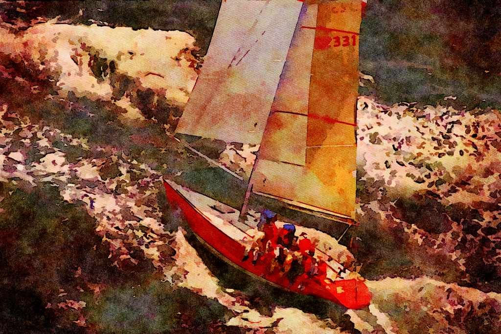 Sailing Boats 172092 Barrister At Block Island Race Week, 1992 A4 Limited Edition Watercolour Print