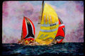 Sailing Sail 338000 Close Reaching Off Block Island Sound A4 Limited Edition Watercolour Print