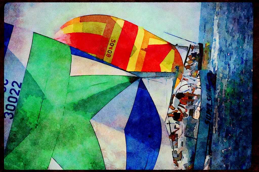 Sailing Sail 338002 Light Air Trimming A4 Limited Edition Watercolour Print
