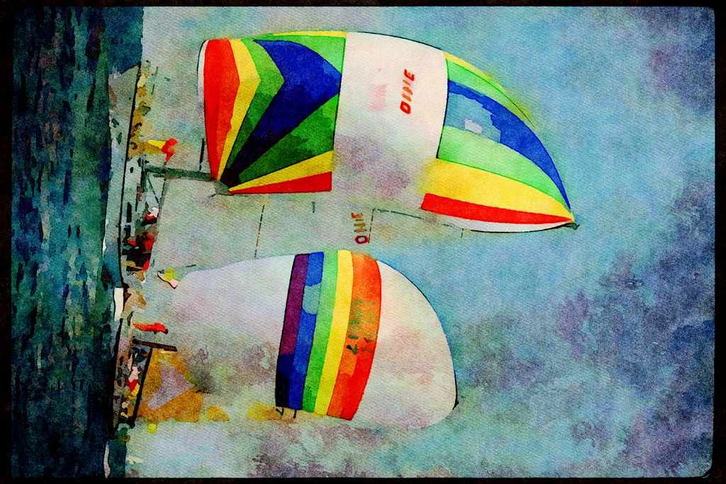 Sailing Sail 338017 Downwind Duel A4 Limited Edition Watercolour Print