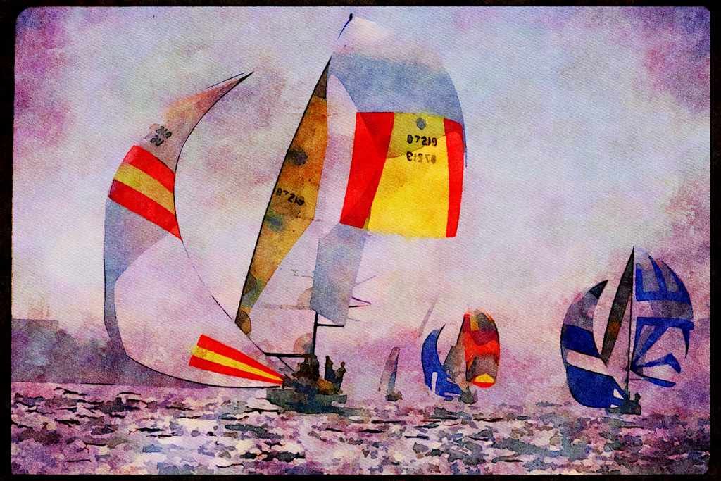 Sailing Sail 338026 Sparkling Day For Sailing A4 Limited Edition Watercolour Print