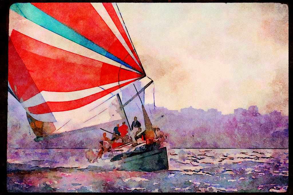 Sailing Sail 338027 Breezing Ahead A4 Limited Edition Watercolour Print