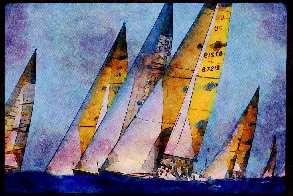 Sailing Sail 338028 Upwind Challenge A4 Limited Edition Watercolour Print