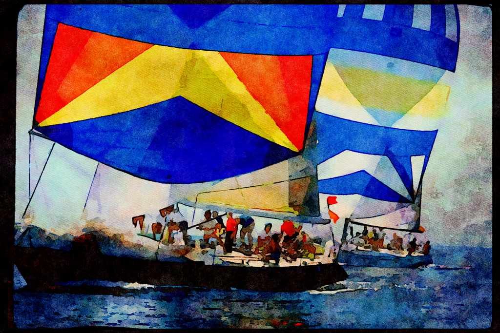 Sailing Sail 338031 Close Quarters A4 Limited Edition Watercolour Print