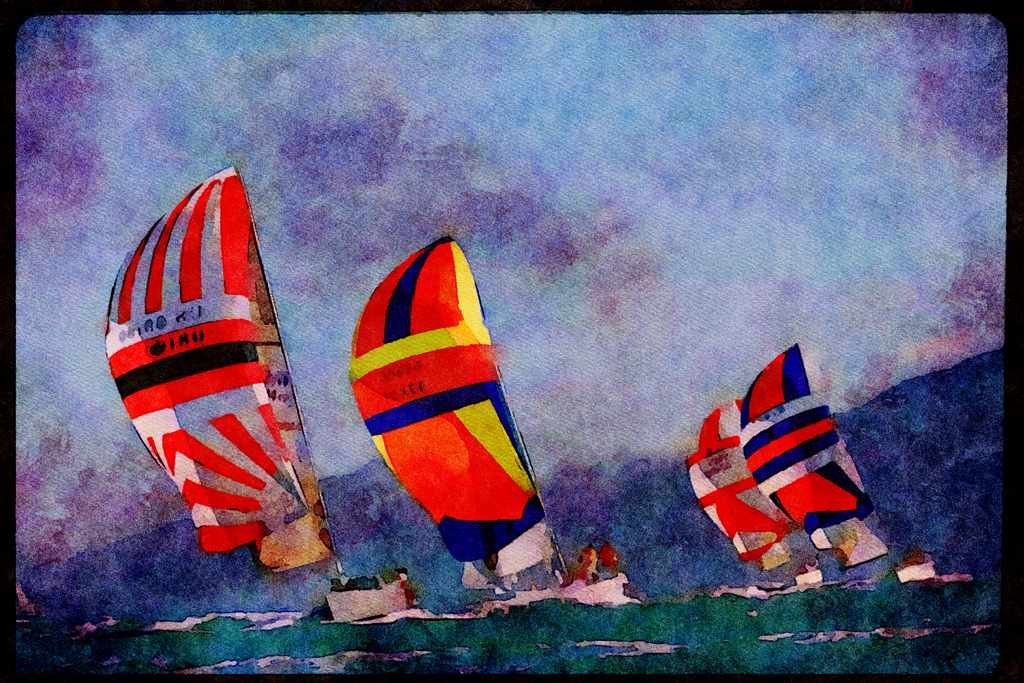 Sailing Sail 338033 Reaching In San Francisco Bay A4 Limited Edition Watercolour Print