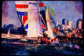 Sailing Sail 338039 Charging Toward San Francisco A4 Limited Edition Watercolour Print