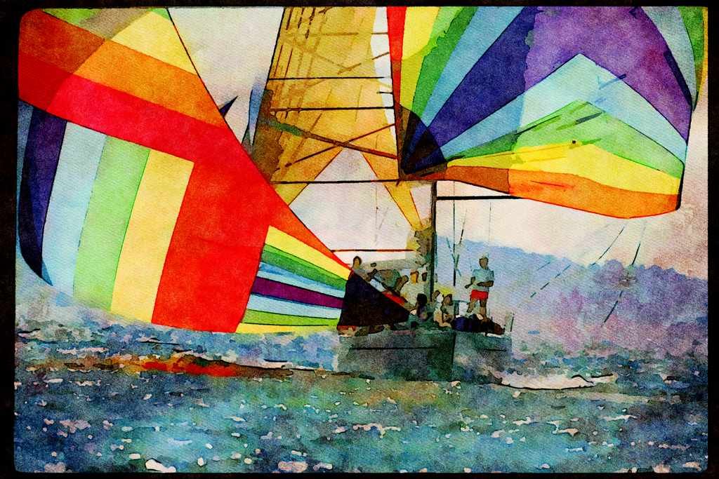 Sailing Sail 338043 Harnessing The Wind A4 Limited Edition Watercolour Print