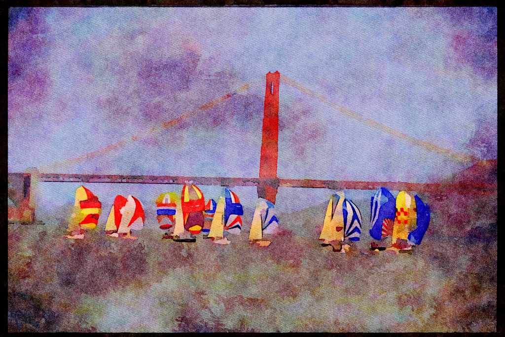 Sailing Sail 338048 Starting Point_ Golden Gate A4 Limited Edition Watercolour Print