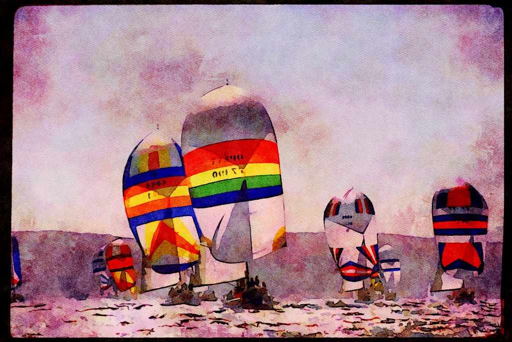 Sailing Sail 338049 Racing On The Bay A4 Limited Edition Watercolour Print