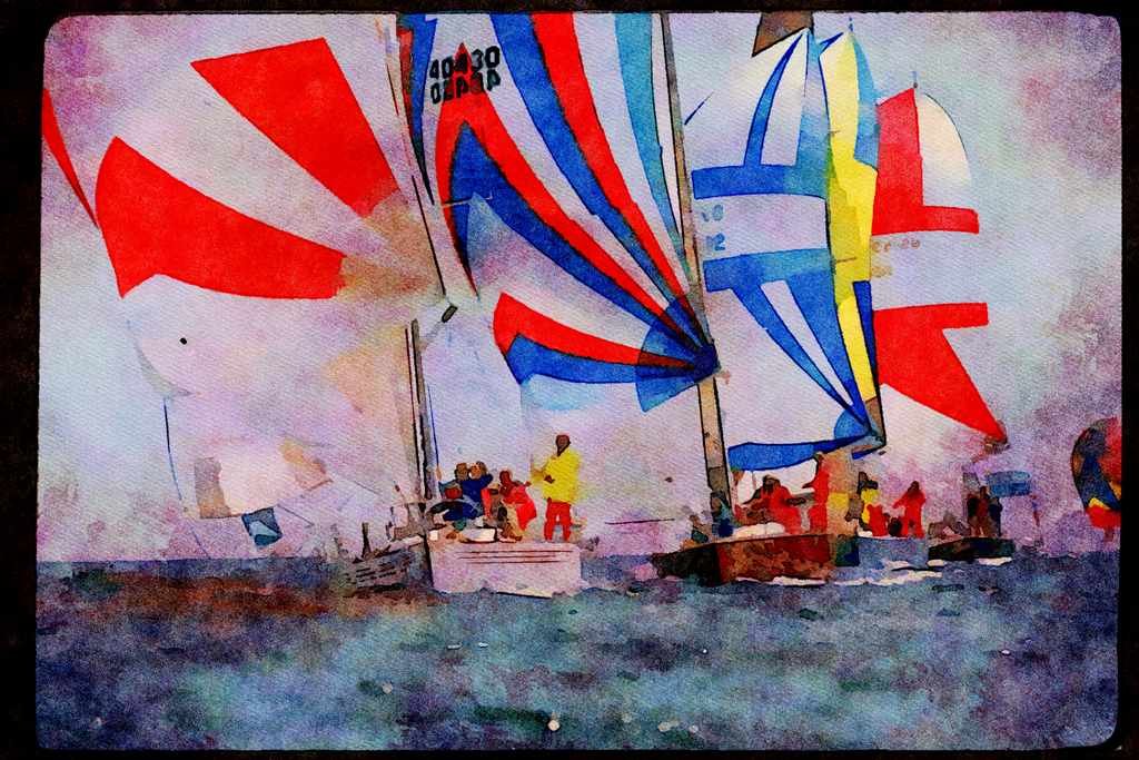 Sailing Sail 338057 Spinnaker Spectacular A4 Limited Edition Watercolour Print
