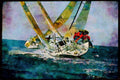 Sailing Sail 338058 Upwind Action A4 Limited Edition Watercolour Print