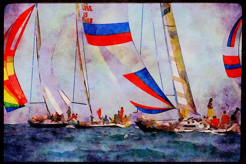 Sailing Sail 338061 Reaching To The Layline A4 Limited Edition Watercolour Print