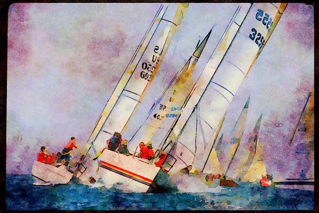 Sailing Sail 338062 Incoming A4 Limited Edition Watercolour Print