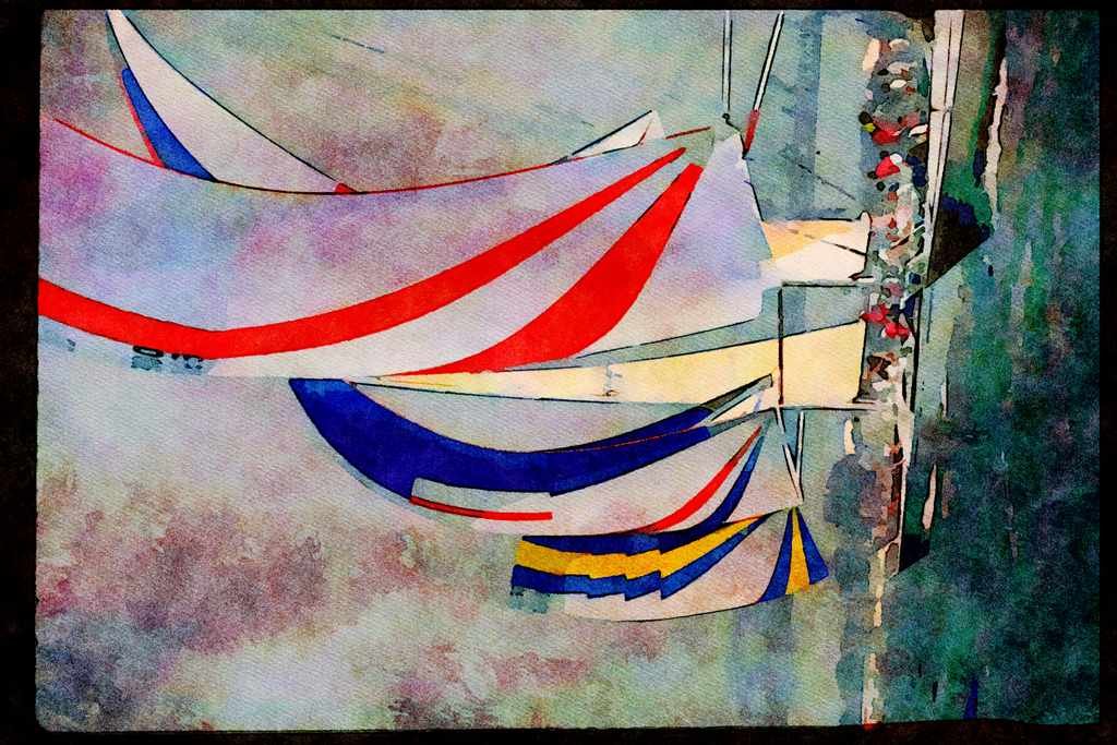 Sailing Sail 338066 Spinnakers In Motion A4 Limited Edition Watercolour Print
