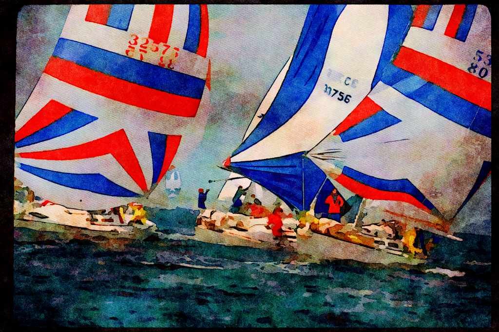 Sailing Sail 338068 Hot Pursuit A4 Limited Edition Watercolour Print