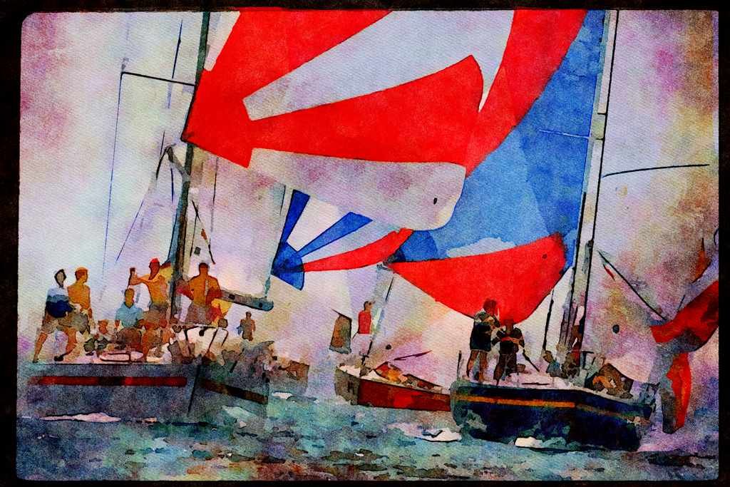 Sailing Sail 338073 Close Quarters A4 Limited Edition Watercolour Print