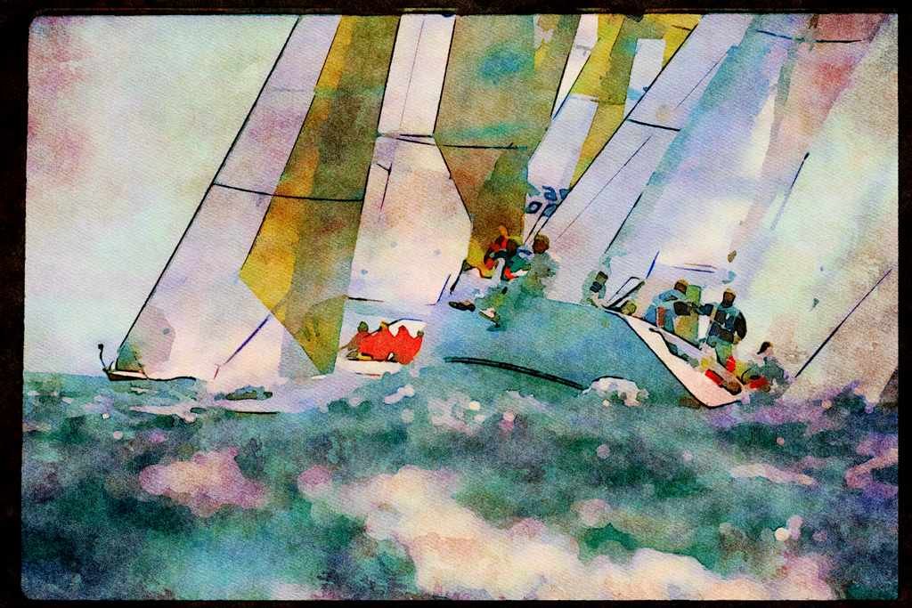 Sailing Sail 338075 Upwind Tactics A4 Limited Edition Watercolour Print