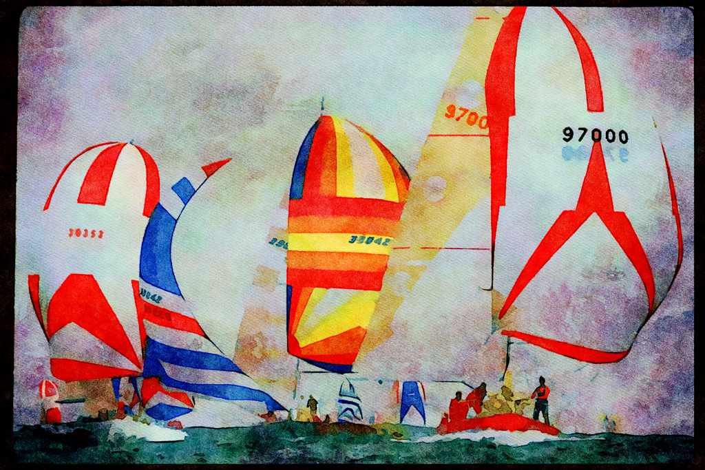 Sailing Sail 338077 Spinnaker Parade A4 Limited Edition Watercolour Print