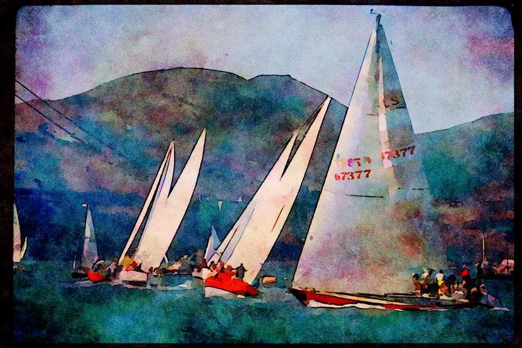 Sailing Sail 338080 Upwind Advantage A4 Limited Edition Watercolour Print