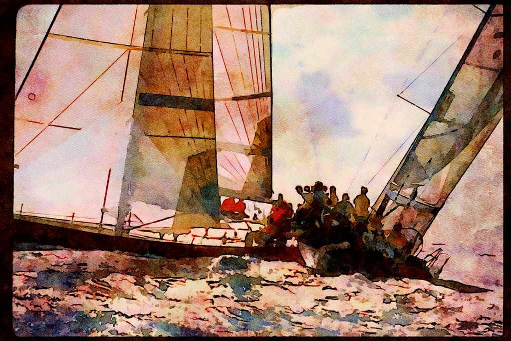 Sailing Sail 338082 Port And Starboard A4 Limited Edition Watercolour Print
