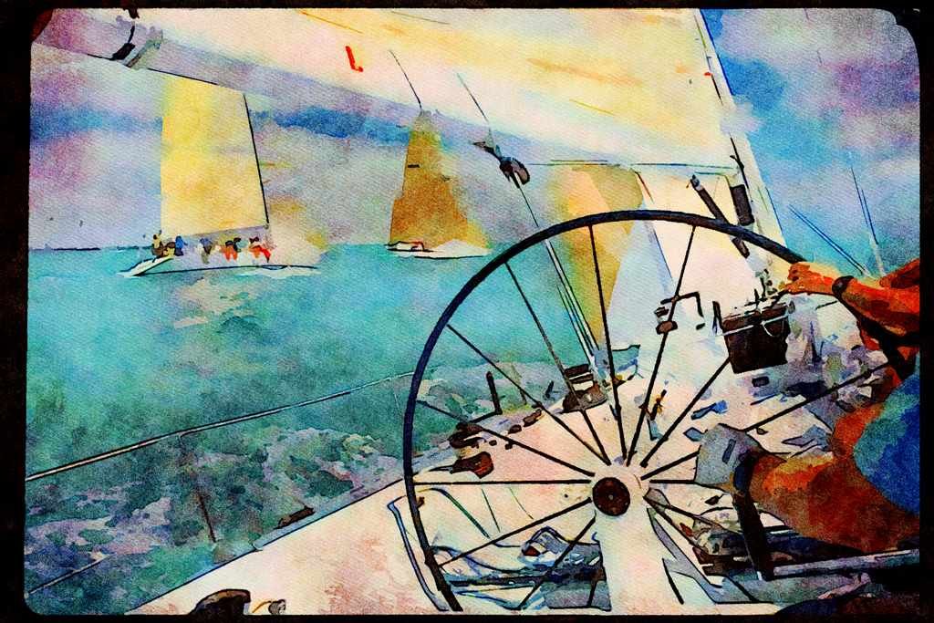 Sailing Sail 338084 View From The Cockpit A4 Limited Edition Watercolour Print