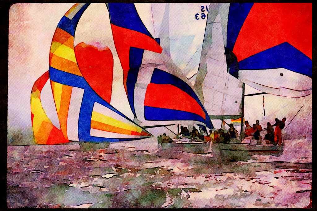 Sailing Sail 338087 Battling For Clear Air A4 Limited Edition Watercolour Print