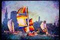 Sailing Sail 338088 Busy Day On The Bay A4 Limited Edition Watercolour Print
