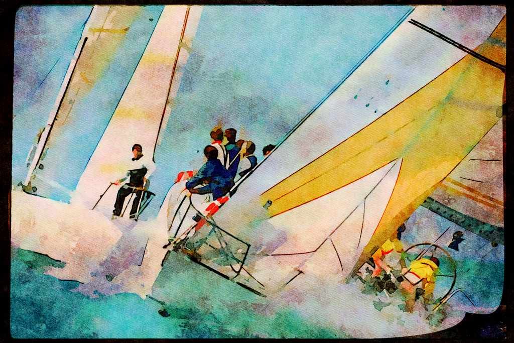 Sailing Sail 338090 Hard On The Wind A4 Limited Edition Watercolour Print