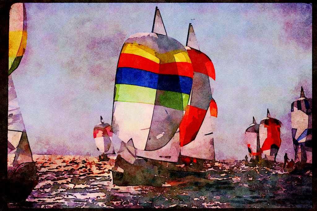 Sailing Sail 338094 Seeing Doubles And Triples A4 Limited Edition Watercolour Print
