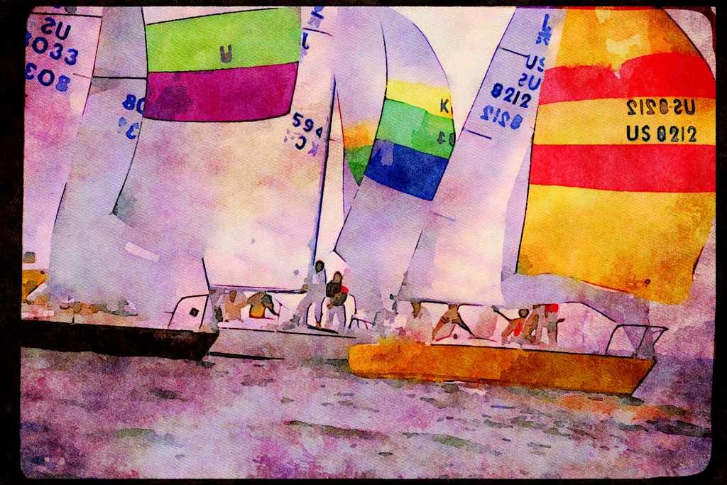 Sailing Sail 338095 Overlap A4 Limited Edition Watercolour Print