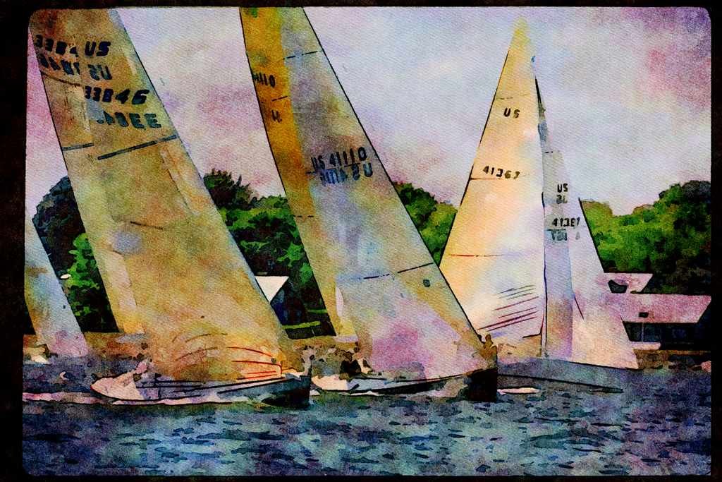 Sailing Sail 338098 Upwind Strategy A4 Limited Edition Watercolour Print
