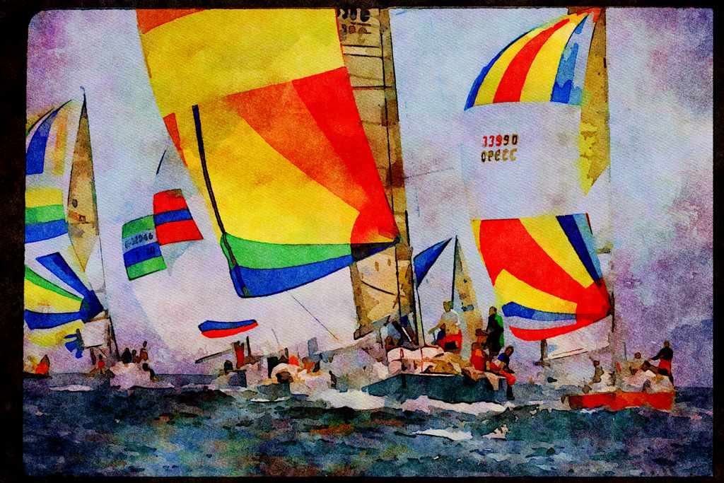 Sailing Sail 338099 Wind Driven A4 Limited Edition Watercolour Print