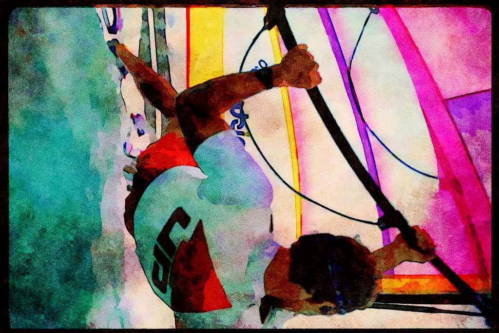 Sailing Sail Sailboarding 339000 St. Thomas, Wide Angle A4 Limited Edition Watercolour Print