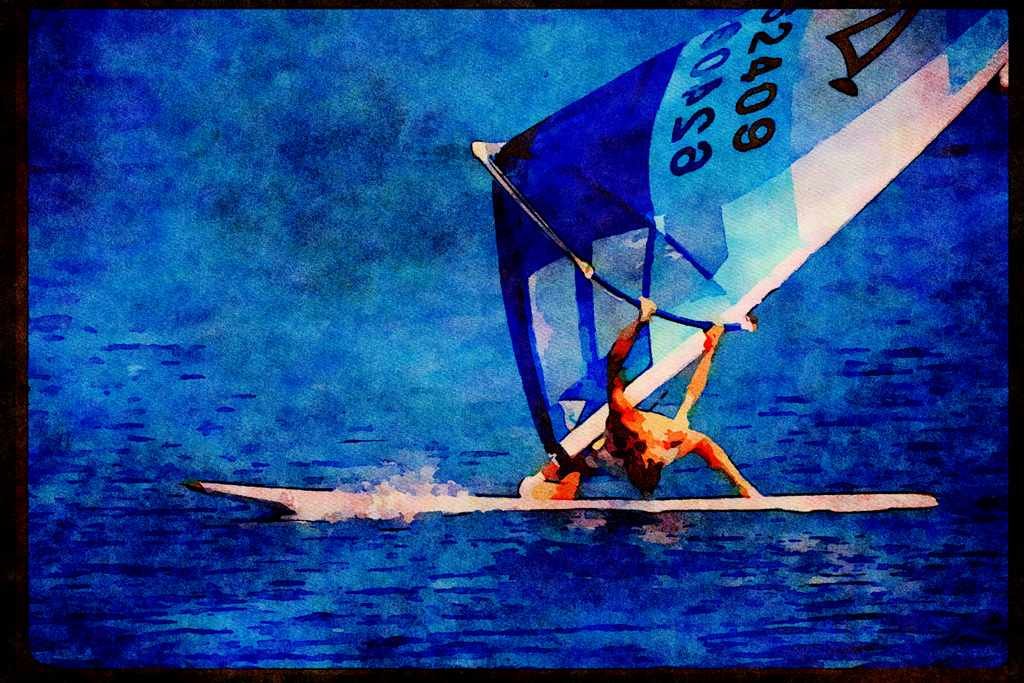 Sailing Sail Sailboarding 339009 Freestyle Tricks A4 Limited Edition Watercolour Print