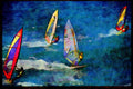 Sailing Sail Sailboarding 339031 Multiple Sailers, Hawaii A4 Limited Edition Watercolour Print
