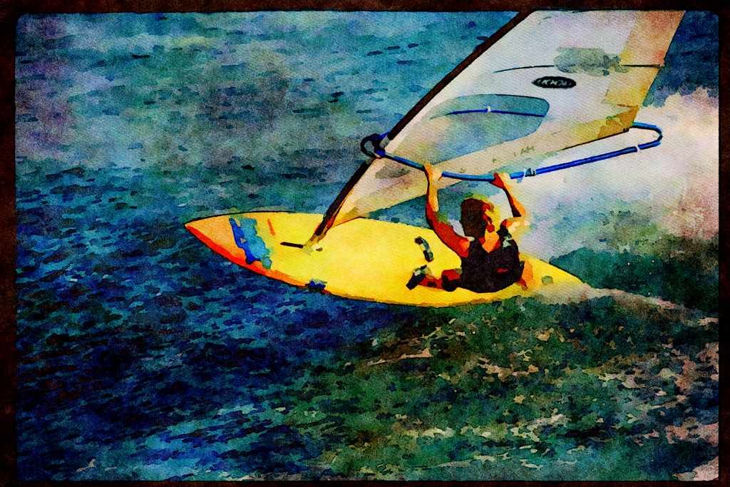 Sailing Sail Sailboarding 339045 Top Turn, Mexican Wave Sailing A4 Limited Edition Watercolour Print