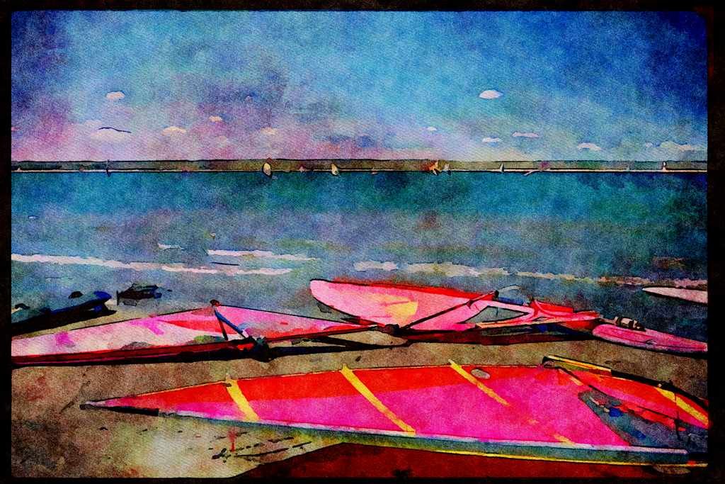 Sailing Sail Sailboarding 339051 Lake Oglalla, Nebraska A4 Limited Edition Watercolour Print