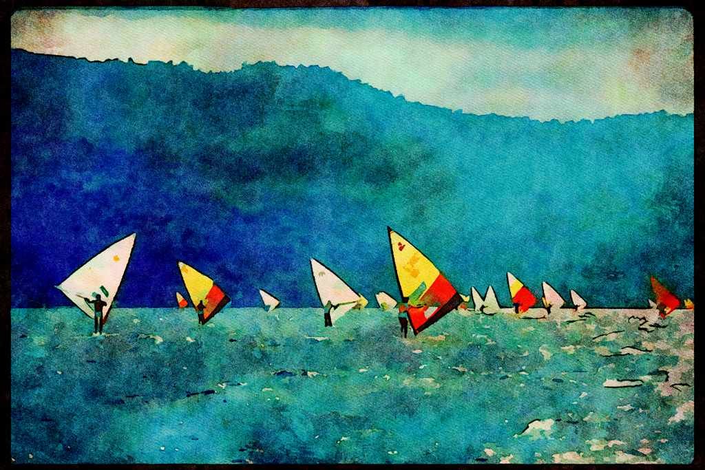 Sailing Sail Sailboarding 339056 Freeport, Bahamas A4 Limited Edition Watercolour Print