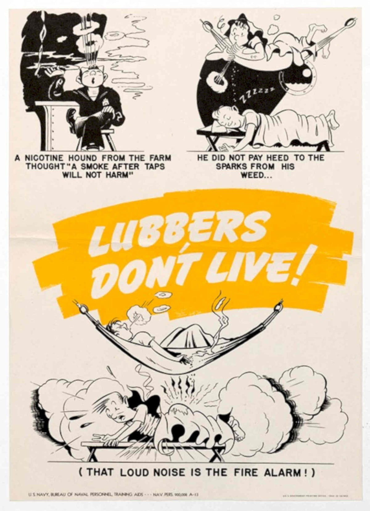 Sailors Warning Lubbers American World War II Advert Poster
