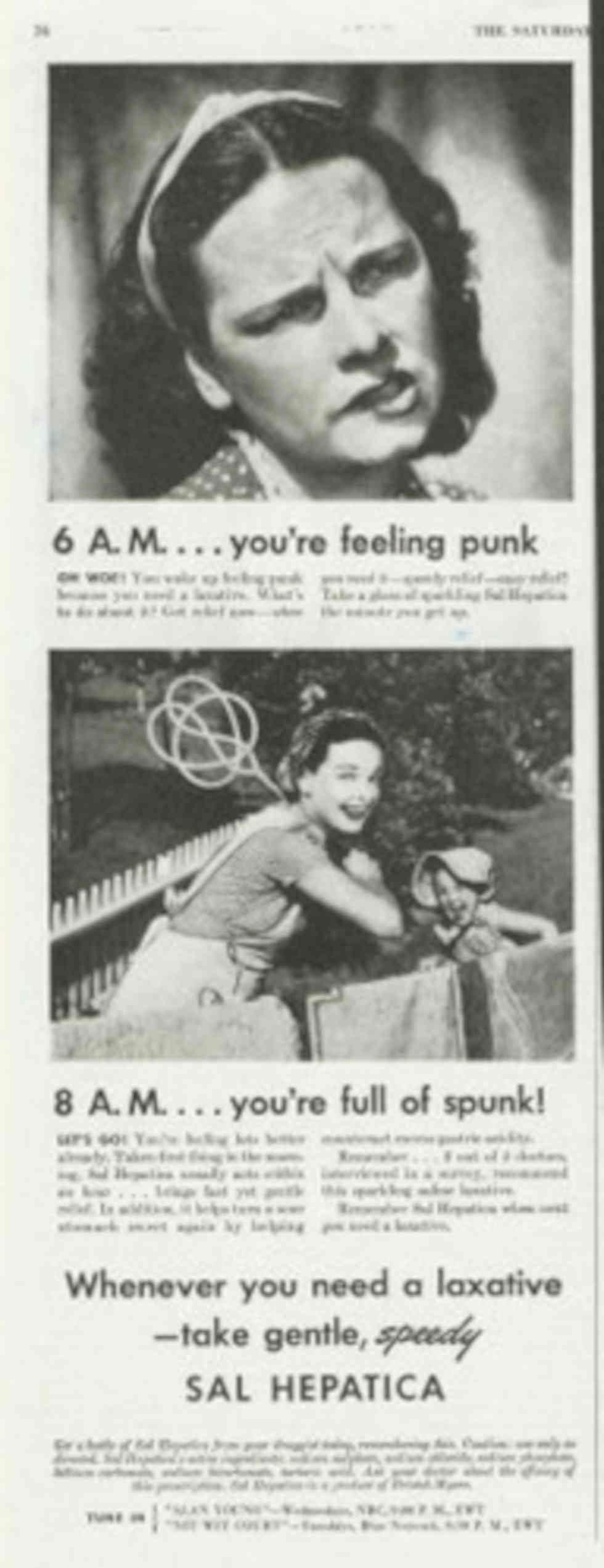 Sal Hepatica Woman 1950s Vintage Retro Advert Poster