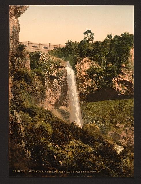 Salins waterfall Auvergne Mountains Vintage A4 Photo Print