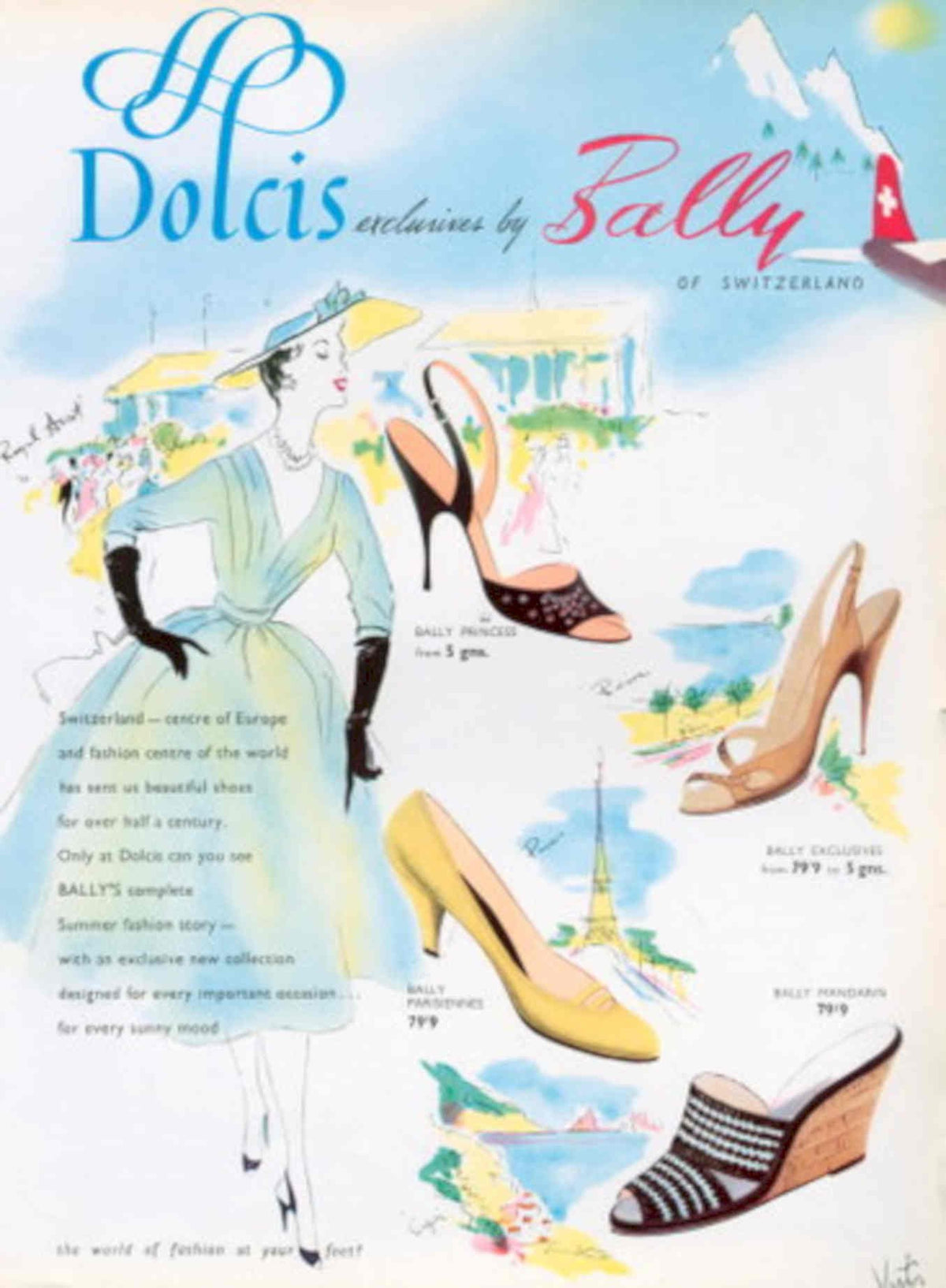 Sally Dolcis Shoes 1950s Vintage Retro Advert Poster